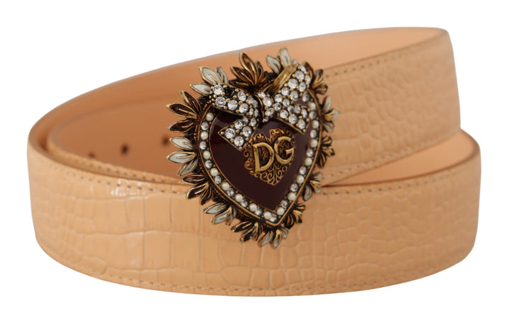  - Dolce & Gabbana Enchanting Nude Leather Belt with Engraved Buckle - WMB175 - 70 - Ask Me Wear