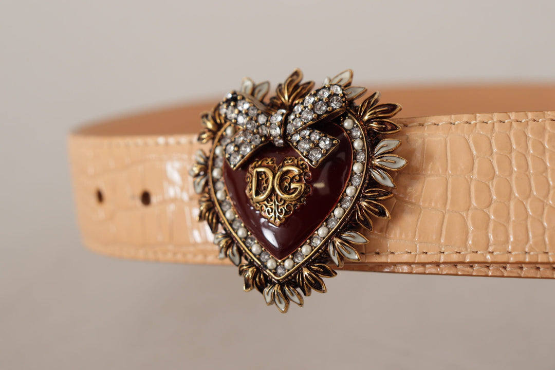  - Dolce & Gabbana Enchanting Nude Leather Belt with Engraved Buckle - WMB175 - 70 - Ask Me Wear