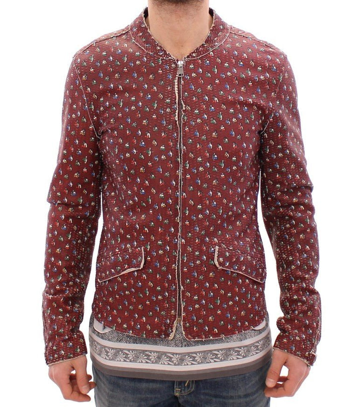  - Dolce & Gabbana Exclusive Boxer Print Bordeaux Leather Jacket - GSD12728 - 1 - Ask Me Wear