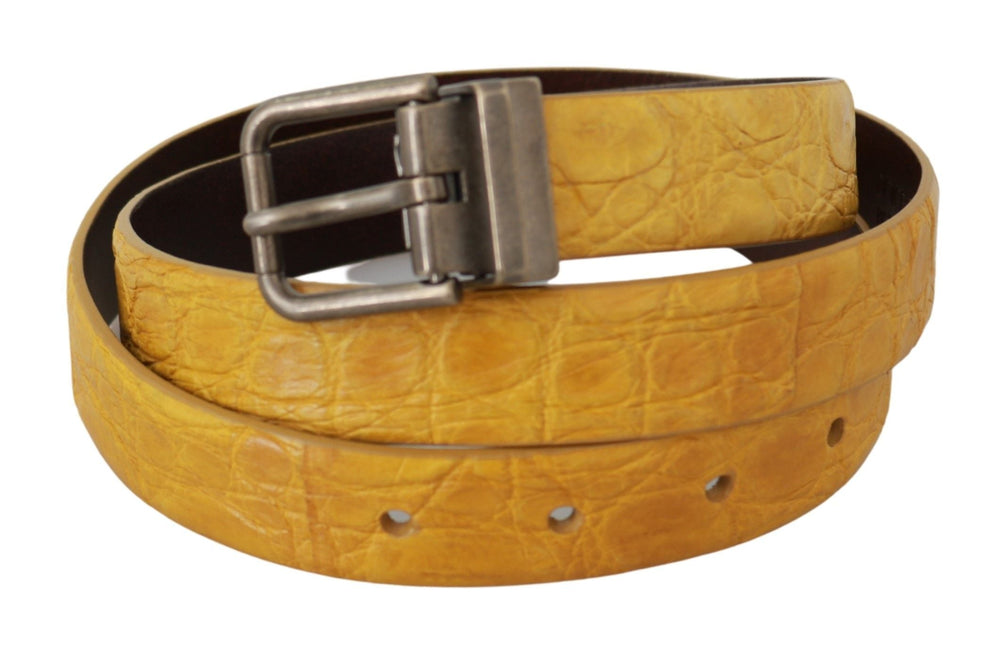  - Dolce & Gabbana Exotic Yellow Animal Pattern Leather Belt - BEL60628 - 95 - Ask Me Wear