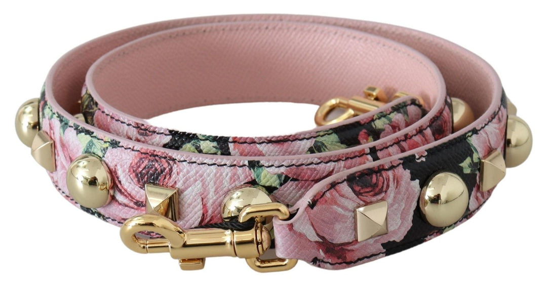  - Dolce & Gabbana Floral Gold Stud Leather Strap in Pink - BEL8198 - Ask Me Wear