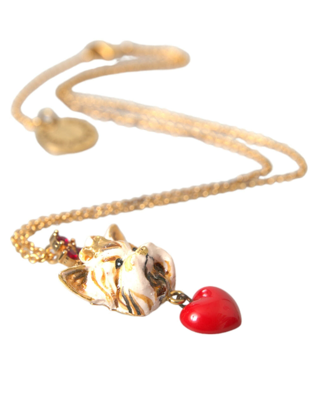  - Dolce & Gabbana Gold Brass Chain Dog Heart Pendant Charm Necklace - SMY101382 - Ask Me Wear