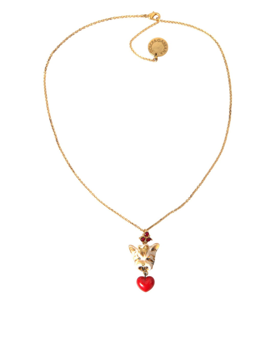  - Dolce & Gabbana Gold Brass Chain Dog Heart Pendant Charm Necklace - SMY101382 - Ask Me Wear