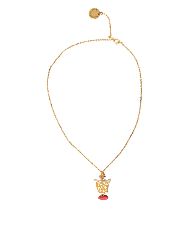  - Dolce & Gabbana Gold Brass Chain Dog Heart Pendant Charm Necklace - SMY101382 - Ask Me Wear