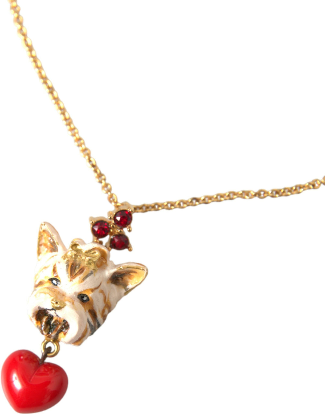  - Dolce & Gabbana Gold Brass Chain Dog Heart Pendant Charm Necklace - SMY101382 - Ask Me Wear