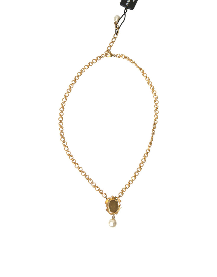  - Dolce & Gabbana Gold Brass Chain Pearl Pendant Charm Necklace - SMY101384 - Ask Me Wear