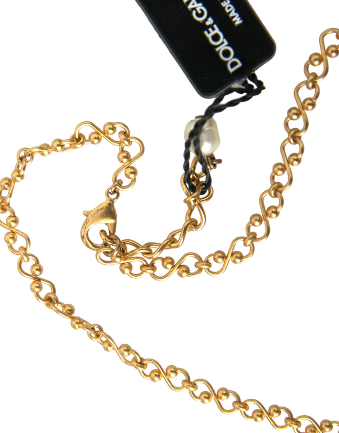  - Dolce & Gabbana Gold Brass Chain Pearl Pendant Charm Necklace - SMY101384 - Ask Me Wear