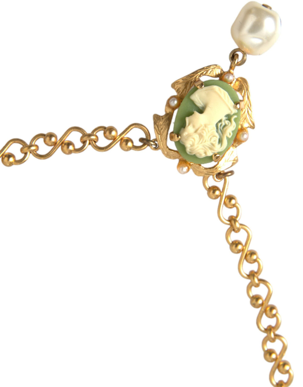  - Dolce & Gabbana Gold Brass Chain Pearl Pendant Charm Necklace - SMY101384 - Ask Me Wear