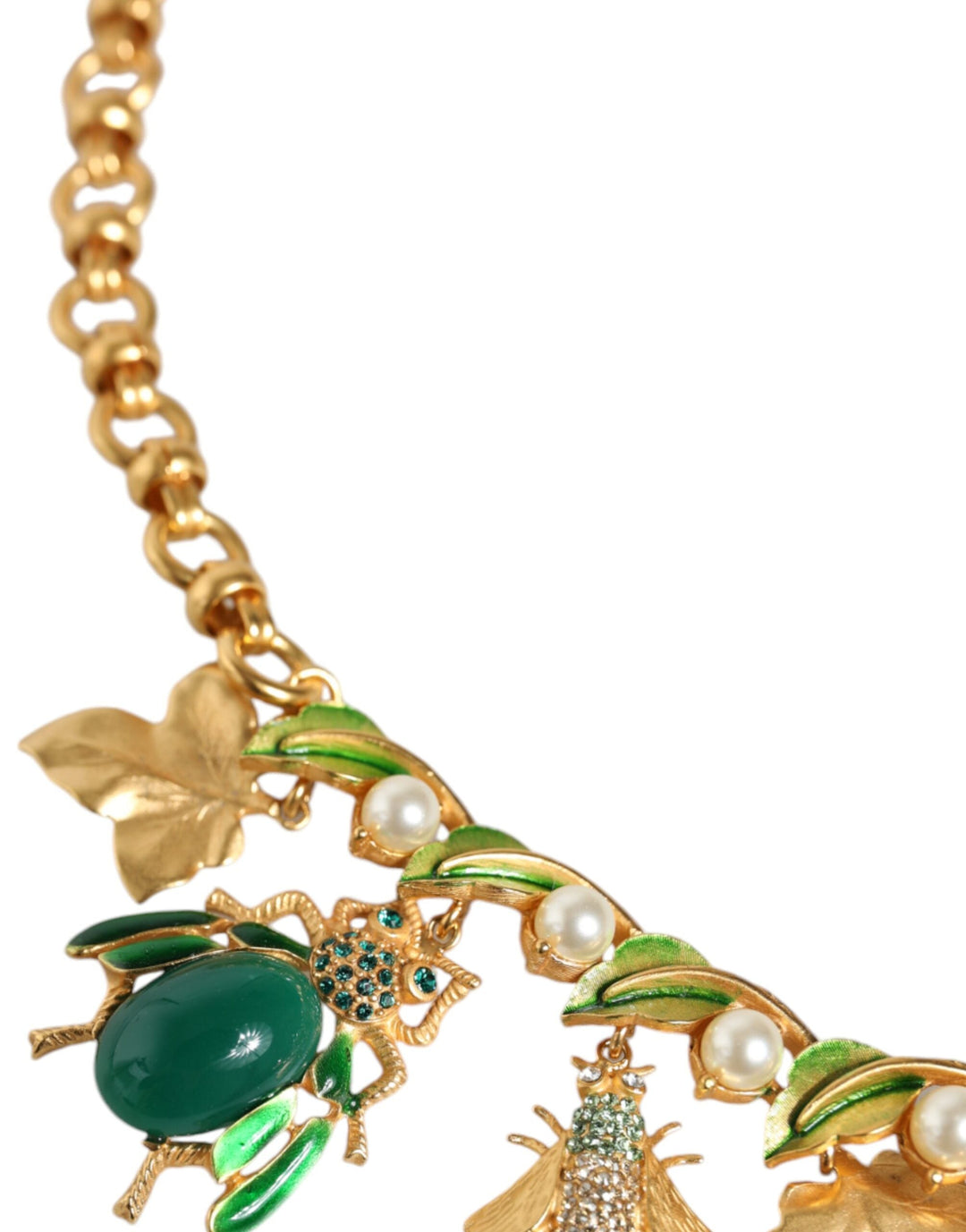  - Dolce & Gabbana Gold Brass Crystal Bug Charm Pendant Statement Necklace - SMY10351 - Ask Me Wear