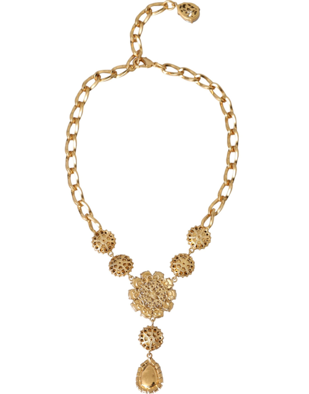  - Dolce & Gabbana Gold Brass Crystal Purple Pink Pearl Pendants Necklace - SMY10288 - Ask Me Wear