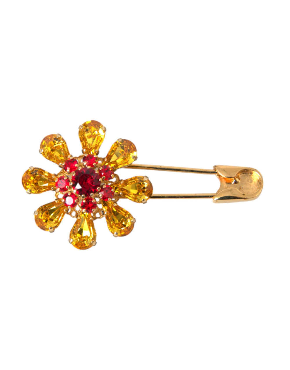  - Dolce & Gabbana Gold Brass Floral Crystal Jewelry Brooch Pin - SMY10195 - Ask Me Wear