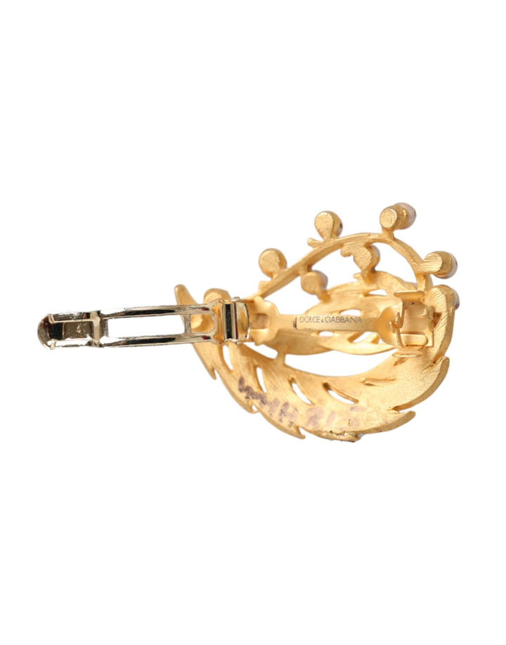  - Dolce & Gabbana Gold Brass Leaf Embellished Jewelry Brooch Hair Pin - SMY10315 - Ask Me Wear