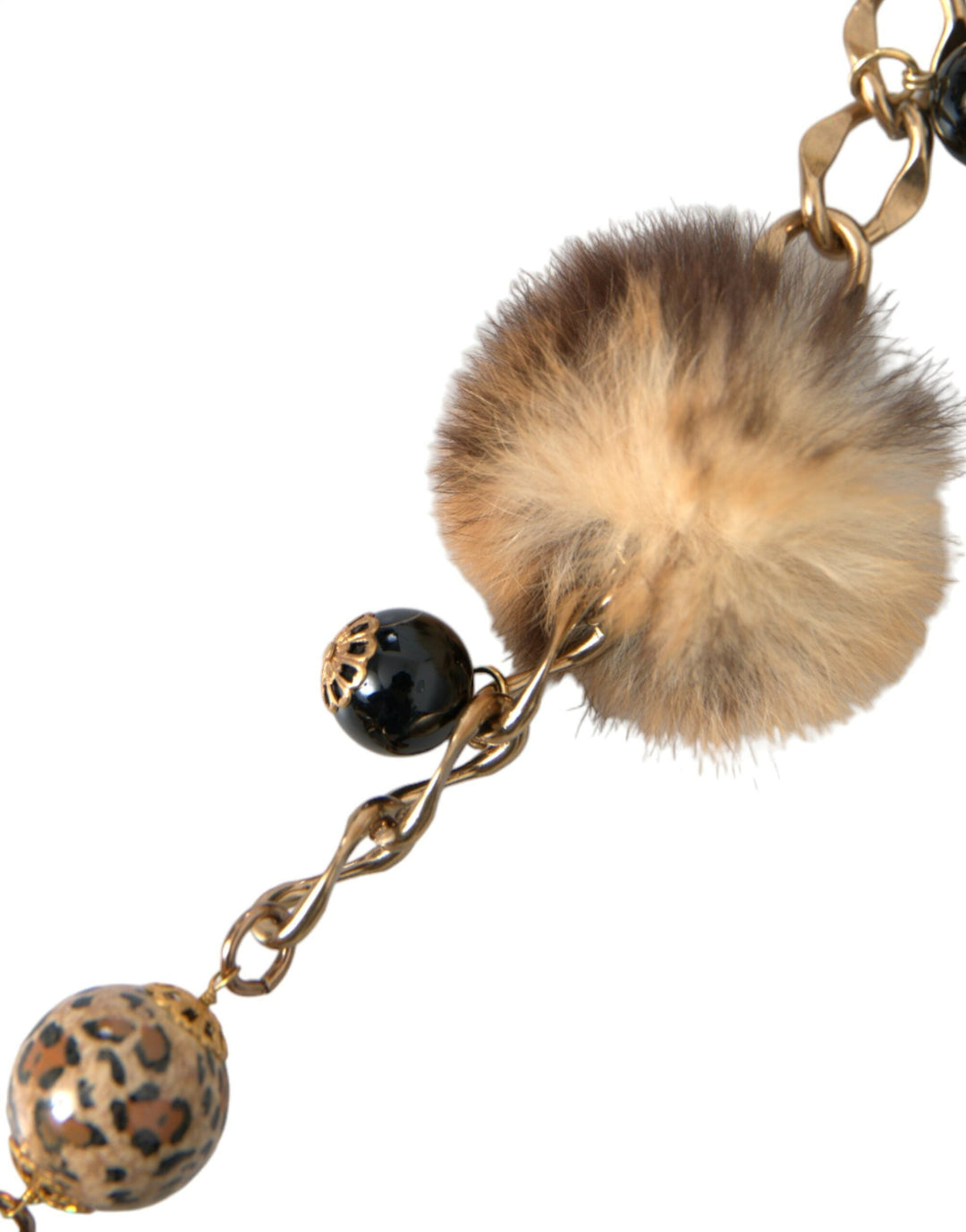  - Dolce & Gabbana Gold Brass Leopard Fur Pearl Collier Chain Belt - SMY101402 - 100 - Ask Me Wear