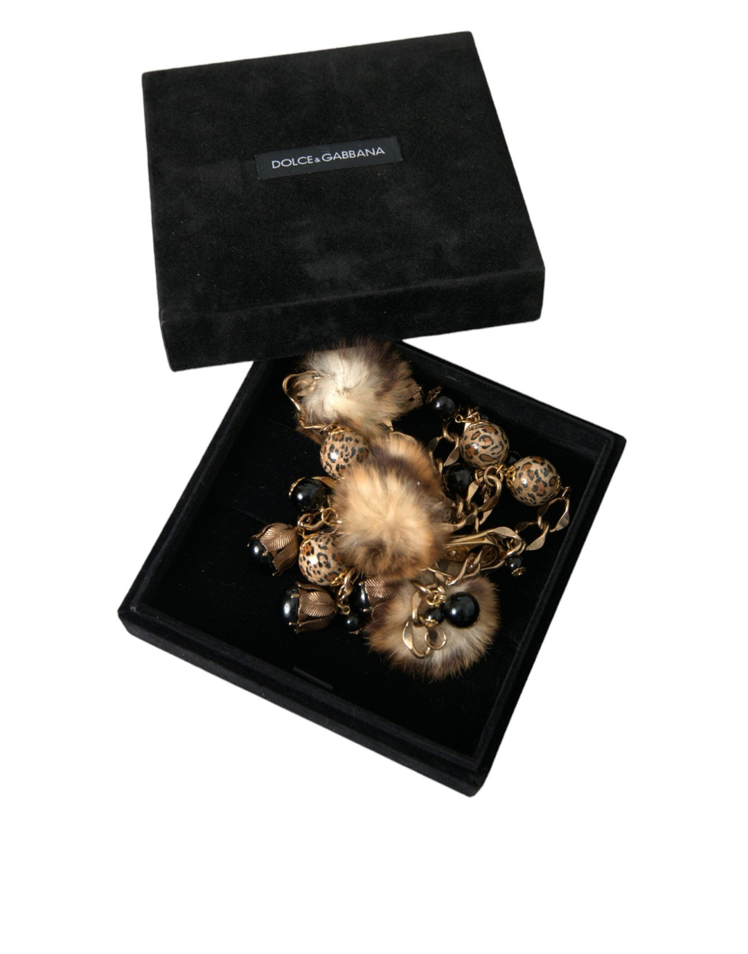  - Dolce & Gabbana Gold Brass Leopard Fur Pearl Collier Chain Belt - SMY101402 - 100 - Ask Me Wear