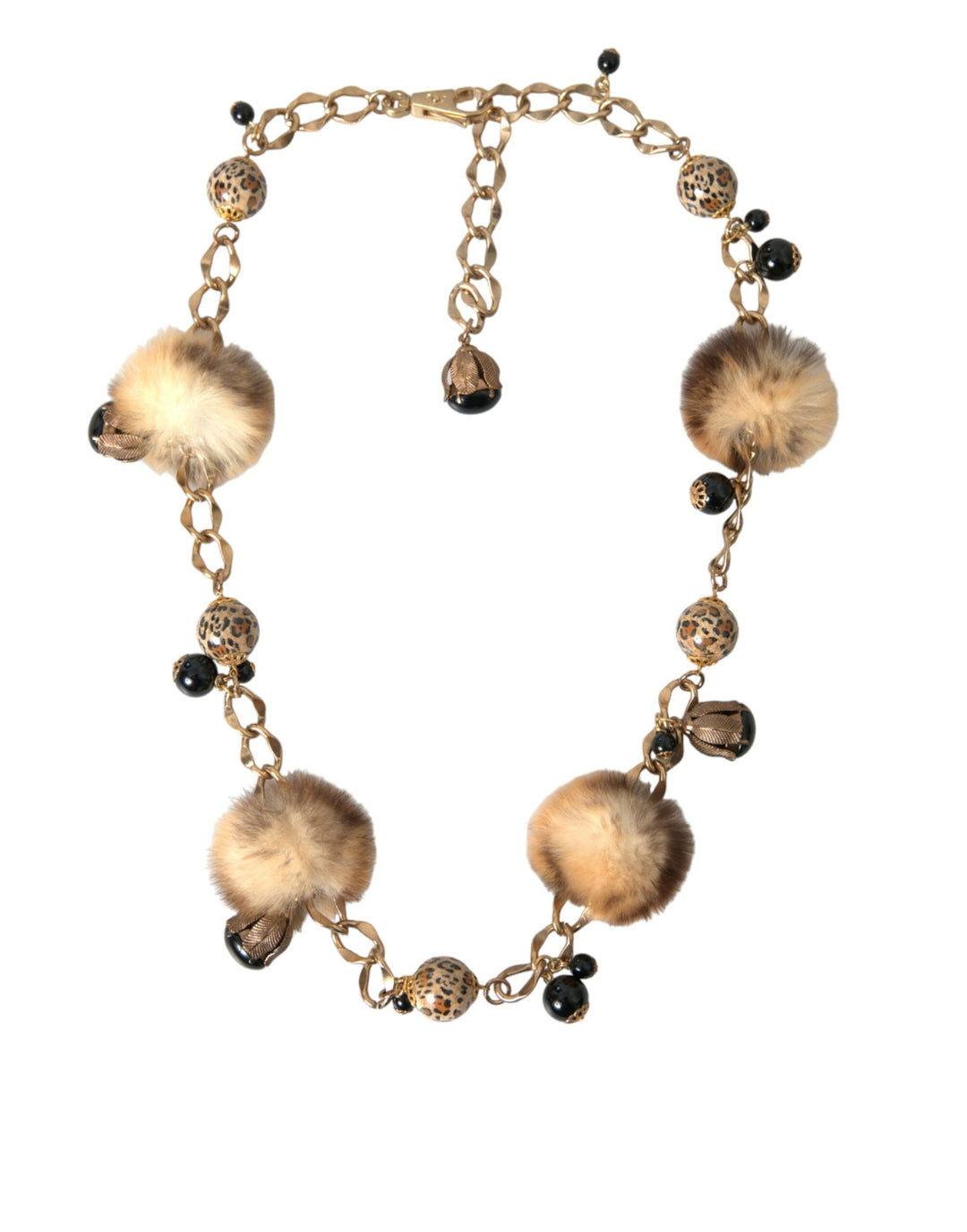  - Dolce & Gabbana Gold Brass Leopard Fur Pearl Collier Chain Belt - SMY101402 - 100 - Ask Me Wear