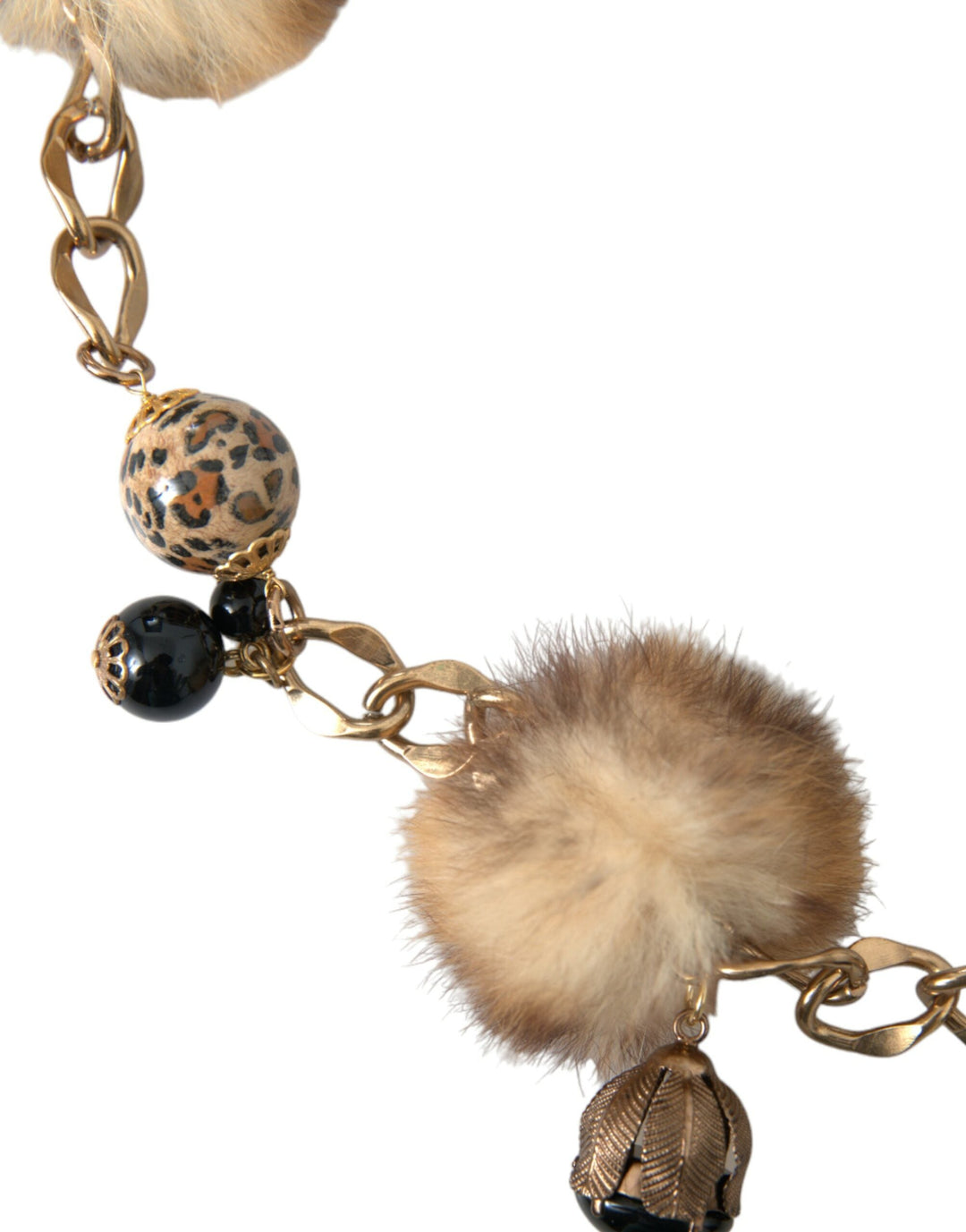  - Dolce & Gabbana Gold Brass Leopard Fur Pearl Collier Chain Belt - SMY101402 - 100 - Ask Me Wear