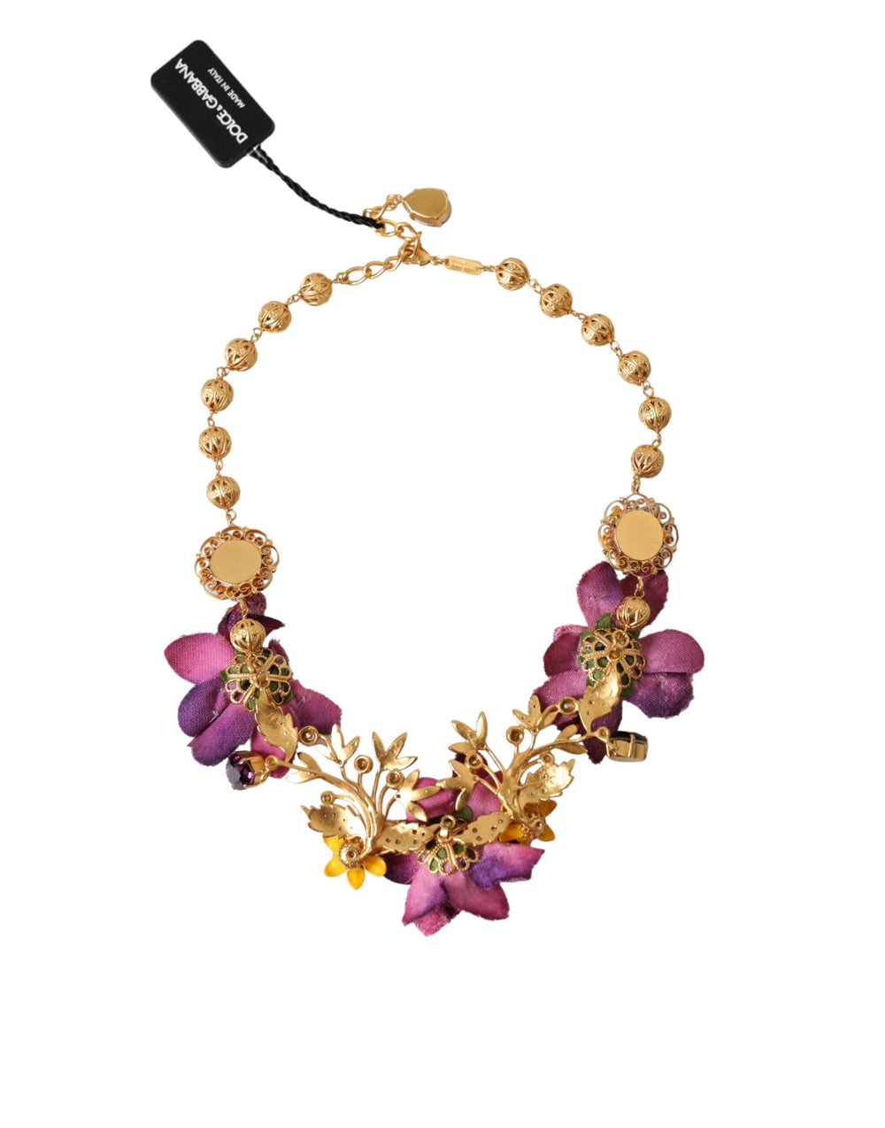  - Dolce & Gabbana Gold Brass Mix Fiori Flowers Crystal Chain Necklace - SMYK10112 - Ask Me Wear