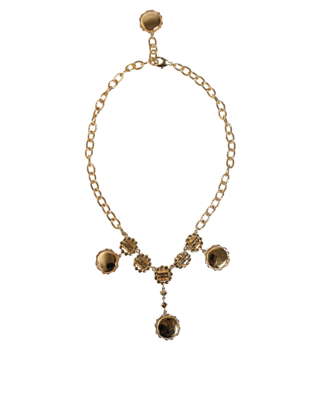  - Dolce & Gabbana Gold Chain Brass Crystal Clock Statement Necklace - SMY10353 - Ask Me Wear