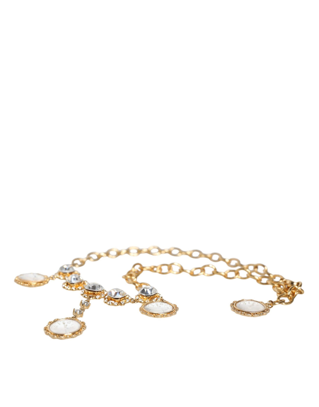  - Dolce & Gabbana Gold Chain Brass Crystal Clock Statement Necklace - SMY10353 - Ask Me Wear