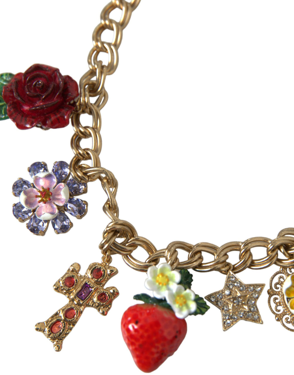  - Dolce & Gabbana Gold Chain Rose Cross Strawberry Star Pendant Necklace - SMY101443 - Ask Me Wear