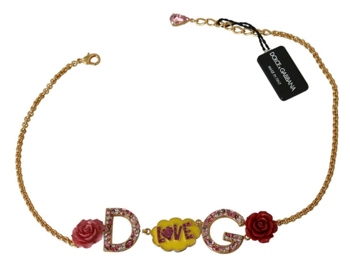  - Dolce & Gabbana Gold Crystal Charm Statement Necklace - SMY90040 - Ask Me Wear