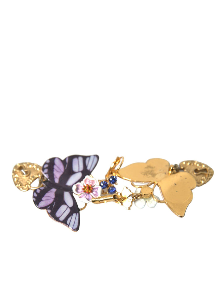  - Dolce & Gabbana Gold Purple Crystal Butterfly Heart Locket Earrings - SMY101405 - Ask Me Wear