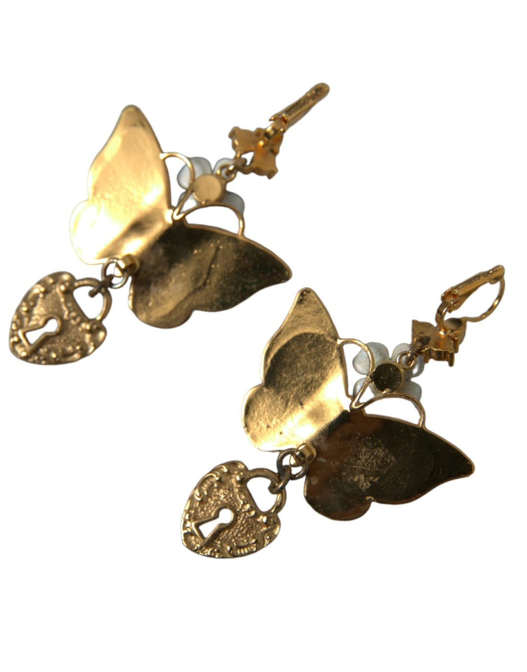  - Dolce & Gabbana Gold Purple Crystal Butterfly Heart Locket Earrings - SMY101405 - Ask Me Wear