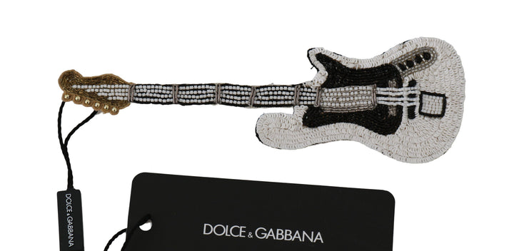  - Dolce & Gabbana Gold Sequined Guitar Pin Brooch - SMY2041 - Ask Me Wear