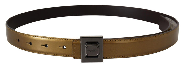  - Dolce & Gabbana Gold Square Buckle Leather Belt - BEL8975 - 36 - Ask Me Wear