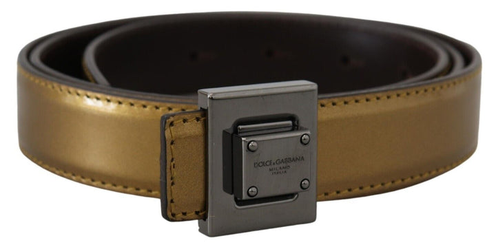  - Dolce & Gabbana Gold Square Buckle Leather Belt - BEL8975 - 36 - Ask Me Wear