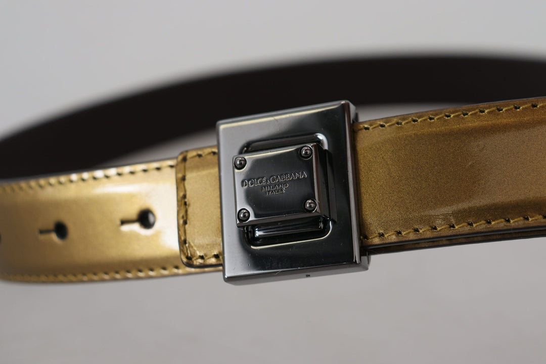  - Dolce & Gabbana Gold Square Buckle Leather Belt - BEL8975 - 36 - Ask Me Wear