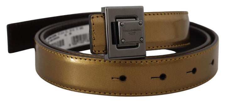  - Dolce & Gabbana Gold Square Buckle Leather Belt - BEL8975 - 36 - Ask Me Wear