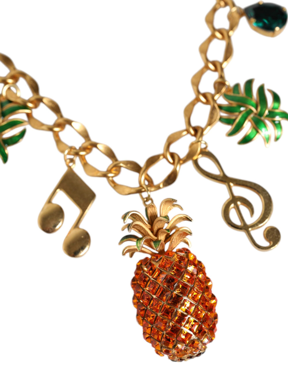  - Dolce & Gabbana Gold Tone Brass Chain Pineapple Crystal Musical Necklace - SMY10369 - Ask Me Wear