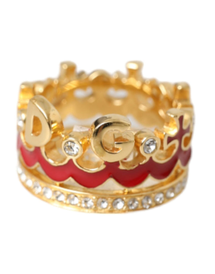  - Dolce & Gabbana Gold Tone BrassCrystal Enamel DG CROWN Statement Ring - SMY10194 - 51 - Ask Me Wear