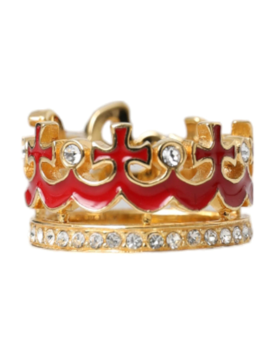  - Dolce & Gabbana Gold Tone BrassCrystal Enamel DG CROWN Statement Ring - SMY10194 - 51 - Ask Me Wear