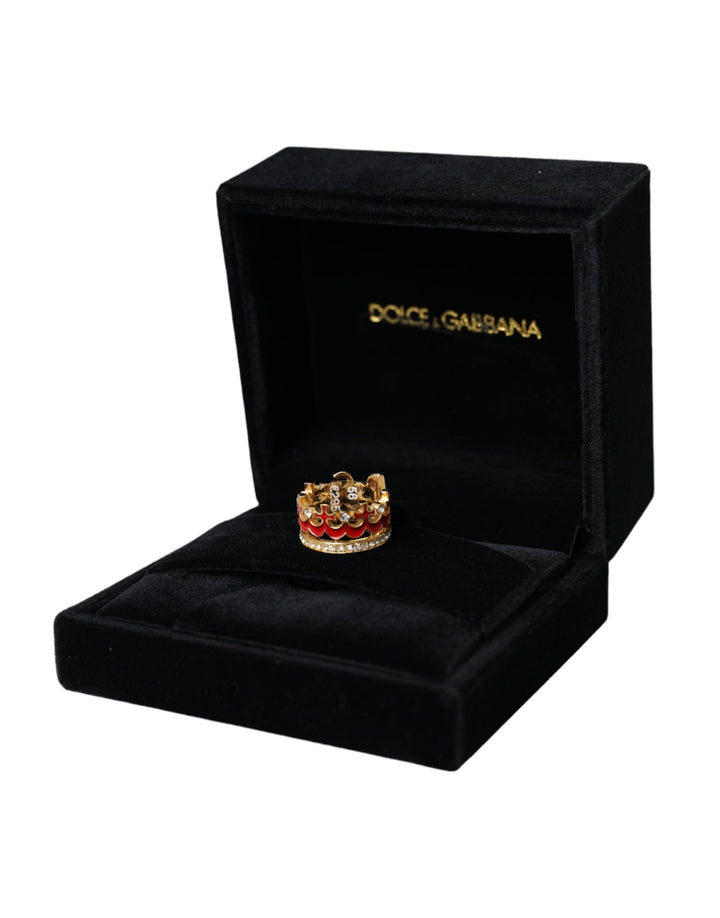  - Dolce & Gabbana Gold Tone BrassCrystal Enamel DG CROWN Statement Ring - SMY10194 - 51 - Ask Me Wear