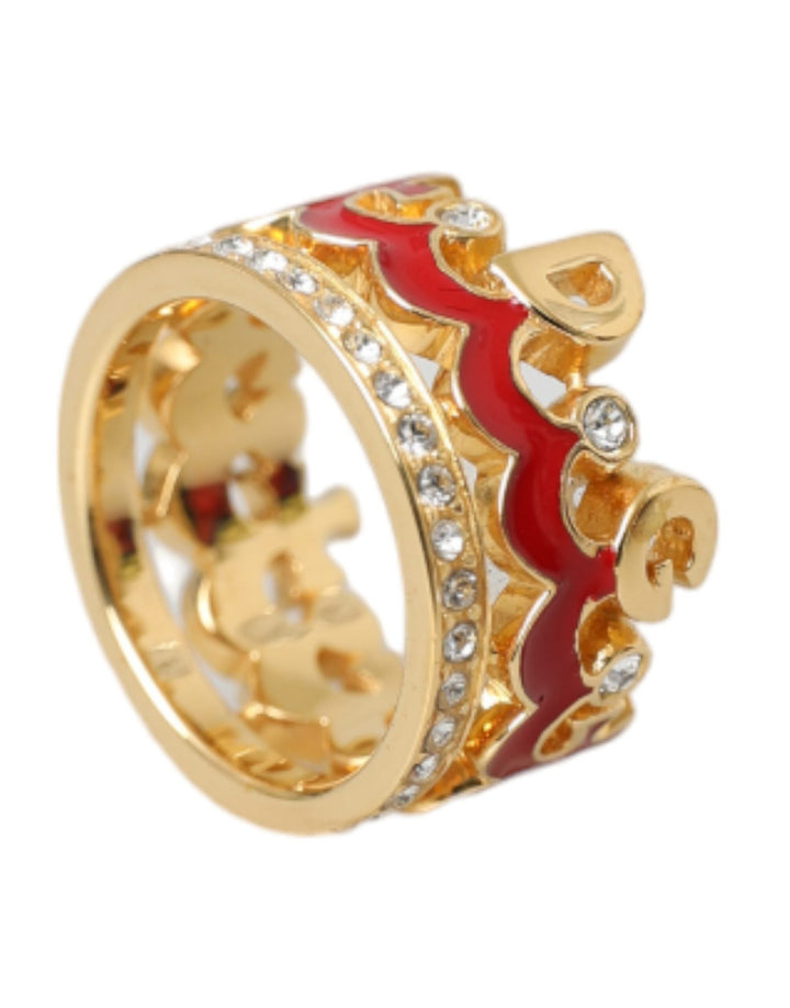  - Dolce & Gabbana Gold Tone BrassCrystal Enamel DG CROWN Statement Ring - SMY10194 - 51 - Ask Me Wear