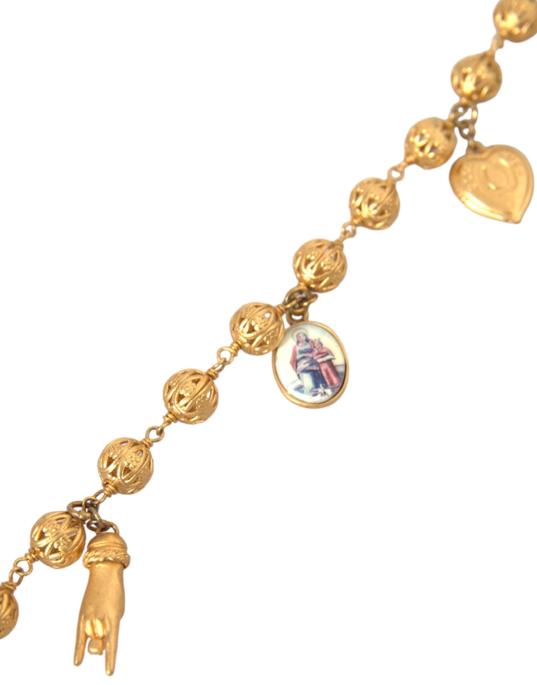  - Dolce & Gabbana Gold Tone Chain Brass Beaded Statement Sicily Necklace - SMY10236 - Ask Me Wear