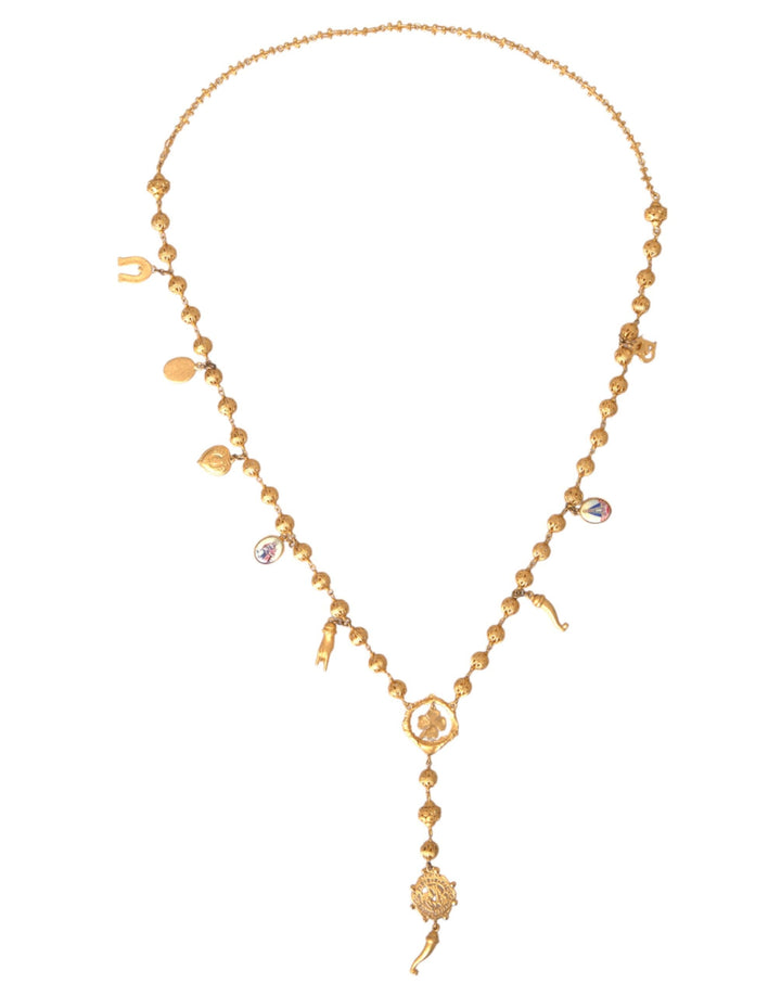  - Dolce & Gabbana Gold Tone Chain Brass Beaded Statement Sicily Necklace - SMY10236 - Ask Me Wear