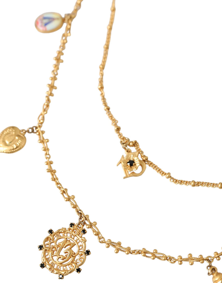  - Dolce & Gabbana Gold Tone Chain Brass Charm Statement Sicily Necklace - SMY10308 - Ask Me Wear