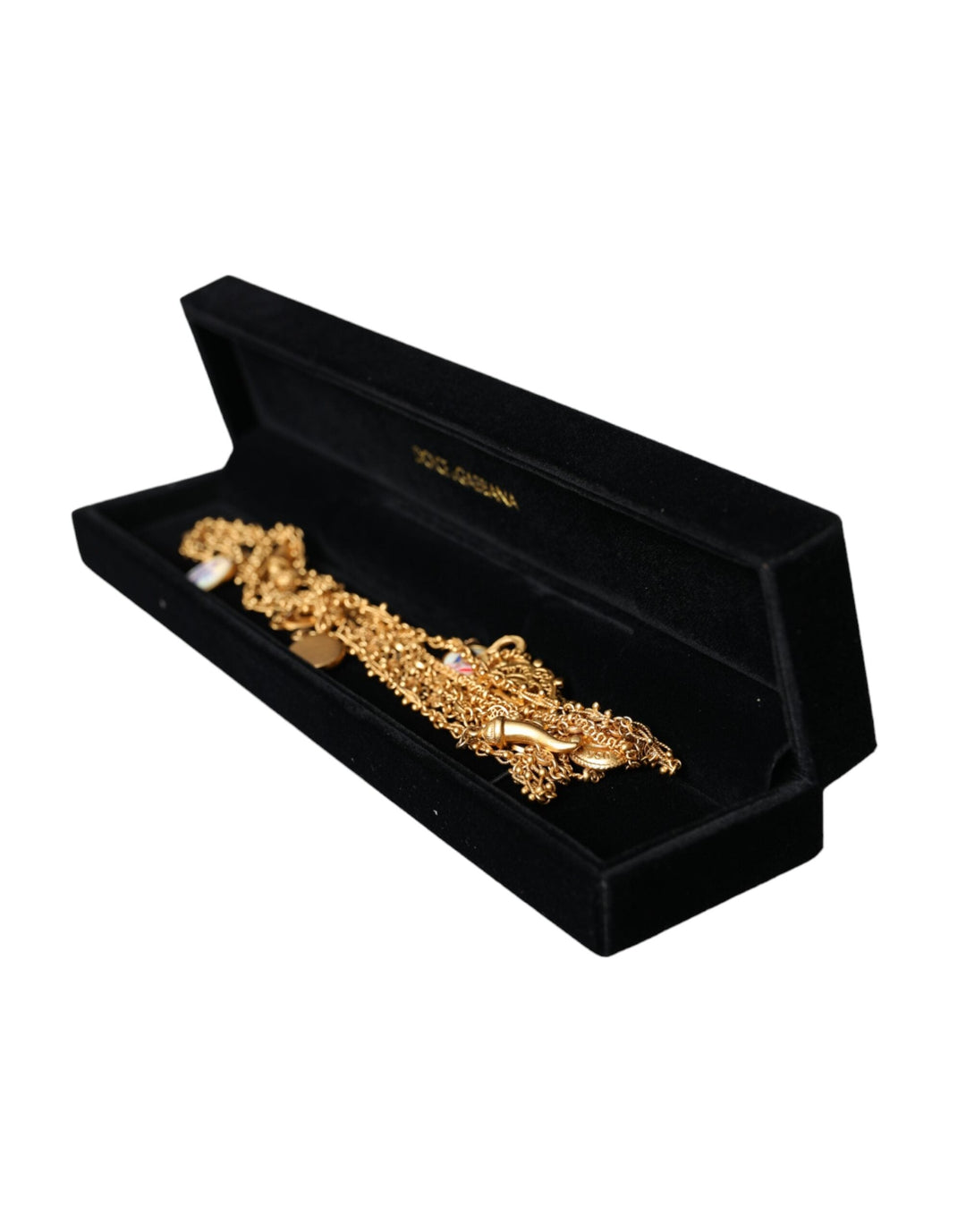  - Dolce & Gabbana Gold Tone Chain Brass Charm Statement Sicily Necklace - SMY10308 - Ask Me Wear