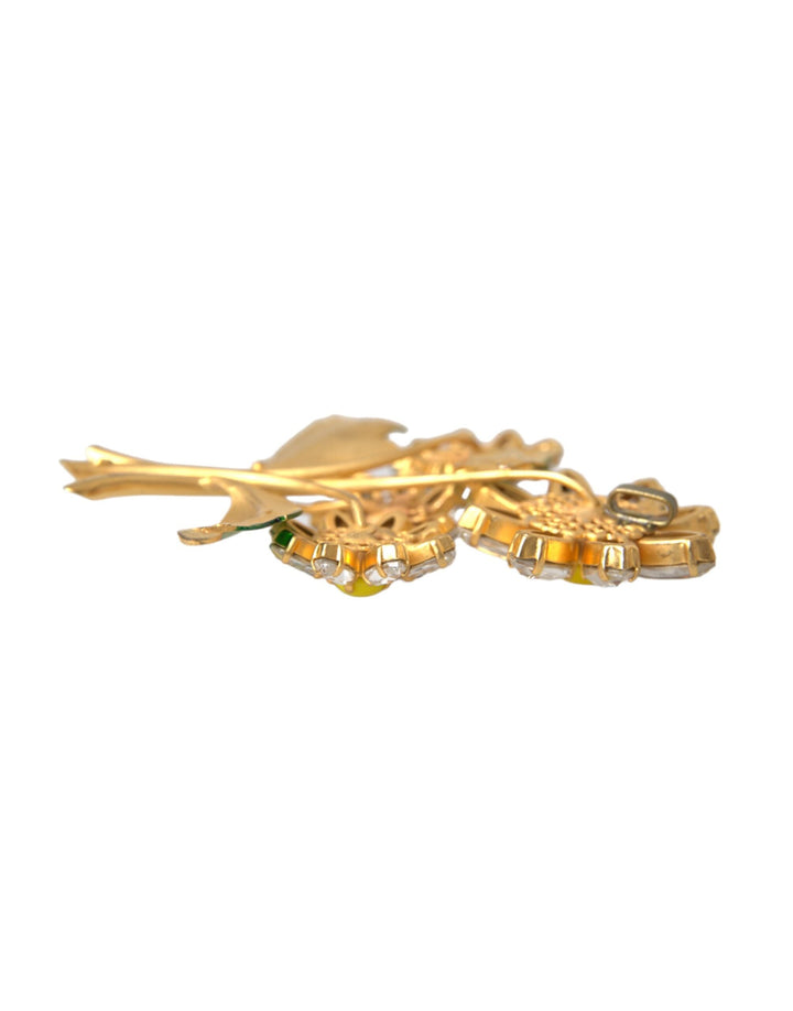  - Dolce & Gabbana Gold Yellow Green Filigree Flower Crystals Brooch Pin - SMY10312 - Ask Me Wear