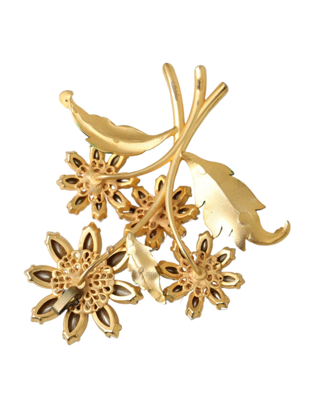  - Dolce & Gabbana Gold Yellow Green Filigree Flower Crystals Brooch Pin - SMY10312 - Ask Me Wear