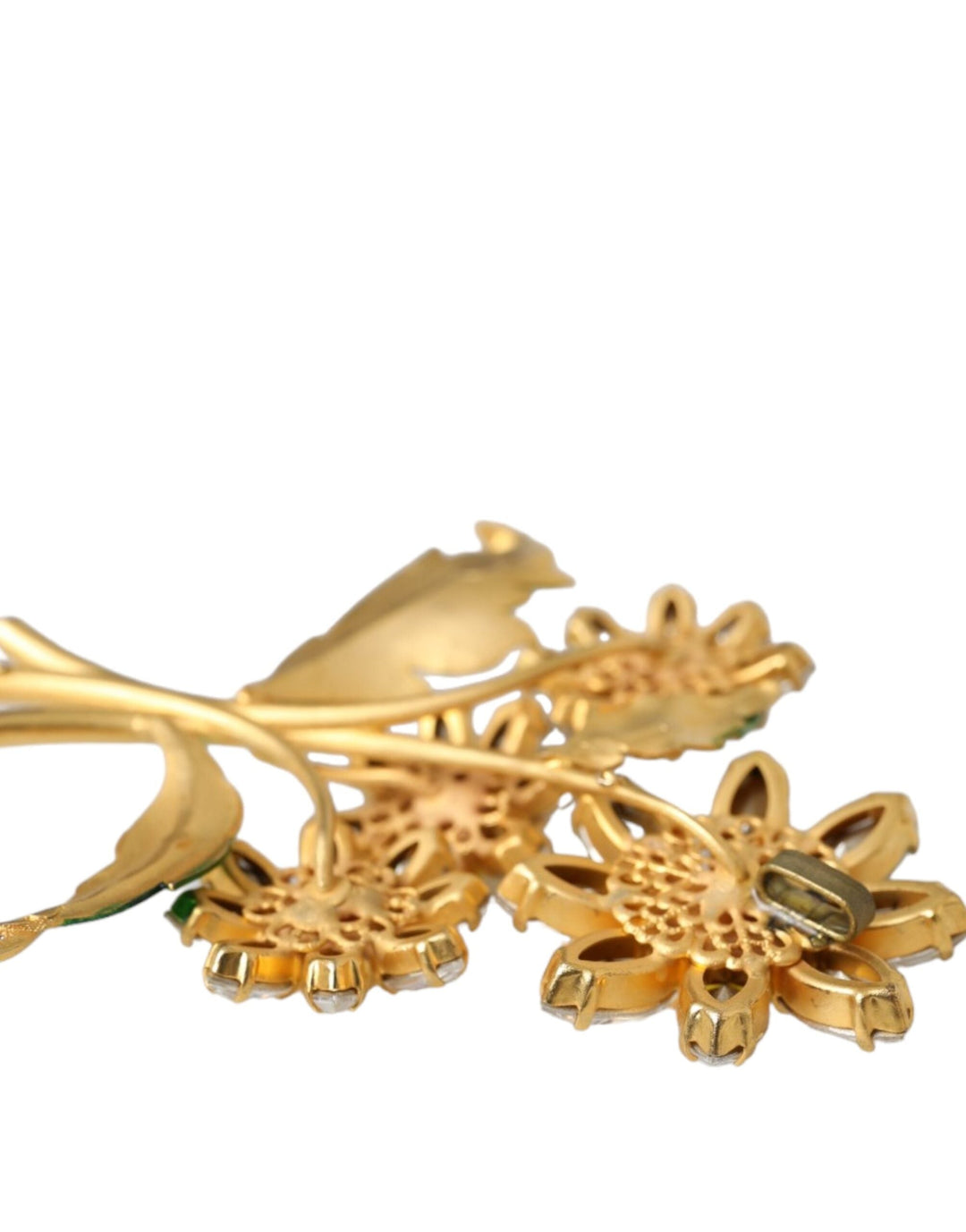  - Dolce & Gabbana Gold Yellow Green Filigree Flower Crystals Brooch Pin - SMY10312 - Ask Me Wear