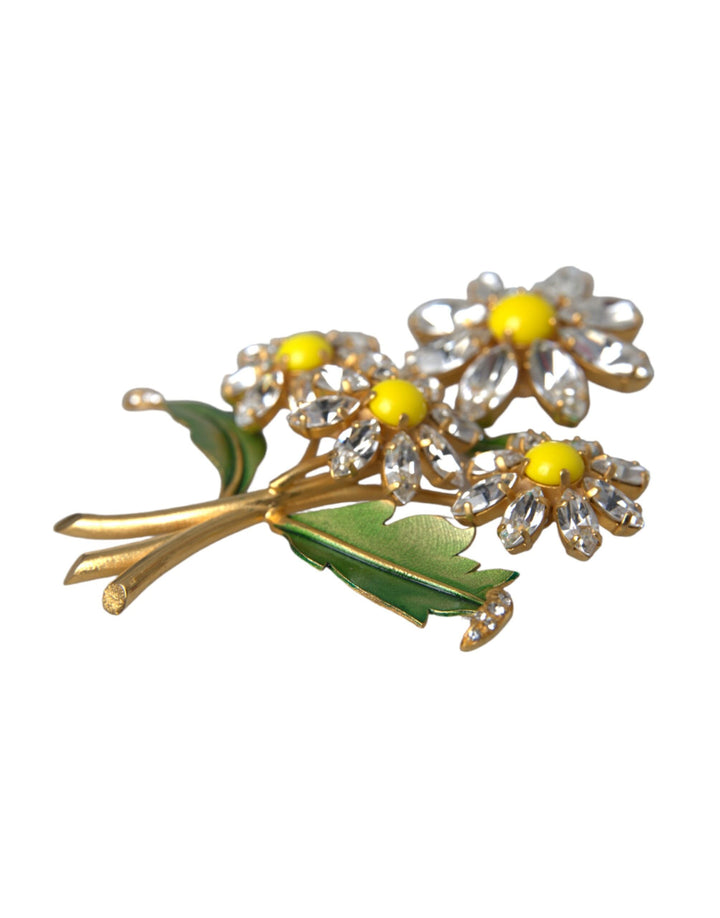  - Dolce & Gabbana Gold Yellow Green Filigree Flower Crystals Brooch Pin - SMY10312 - Ask Me Wear