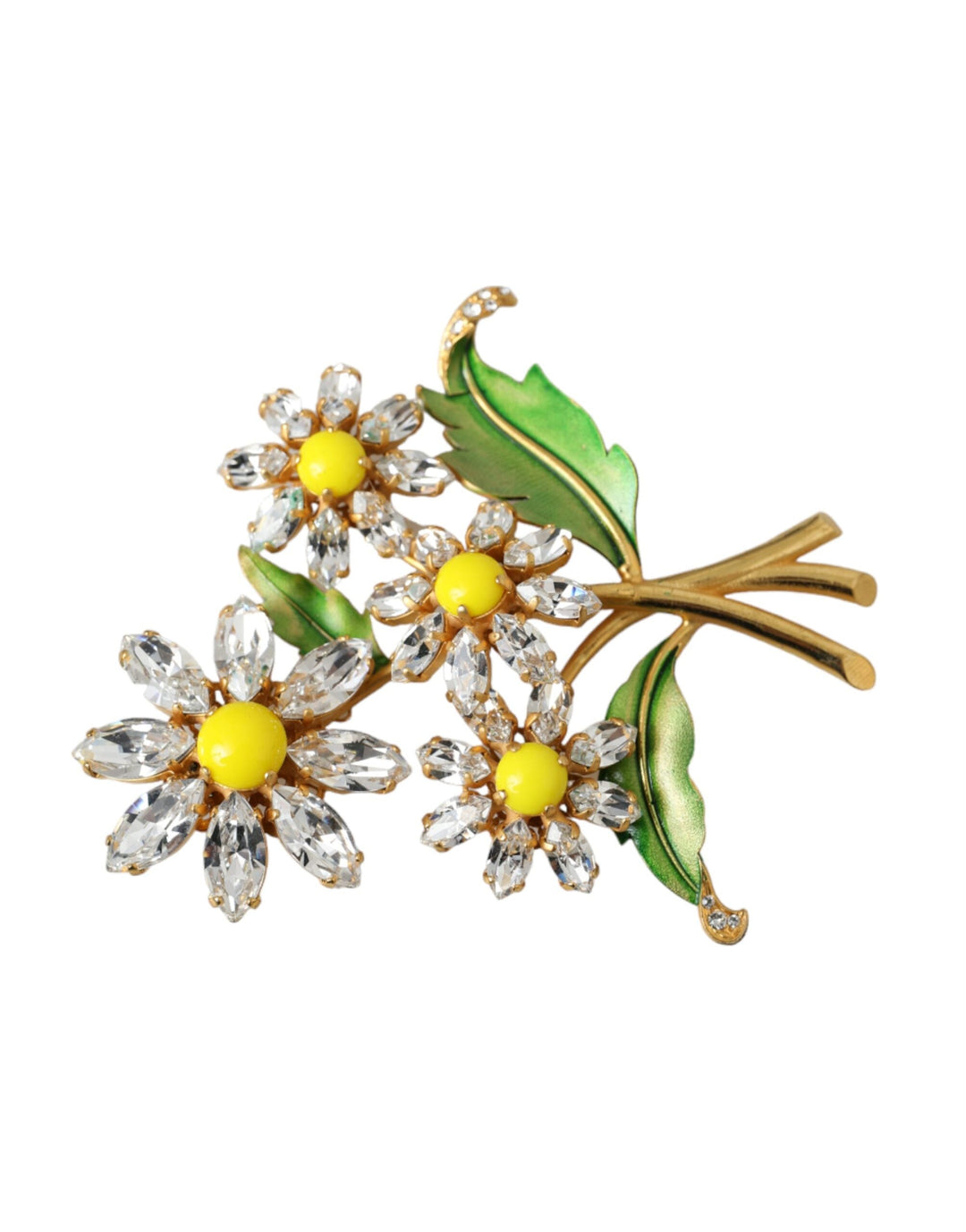  - Dolce & Gabbana Gold Yellow Green Filigree Flower Crystals Brooch Pin - SMY10312 - Ask Me Wear