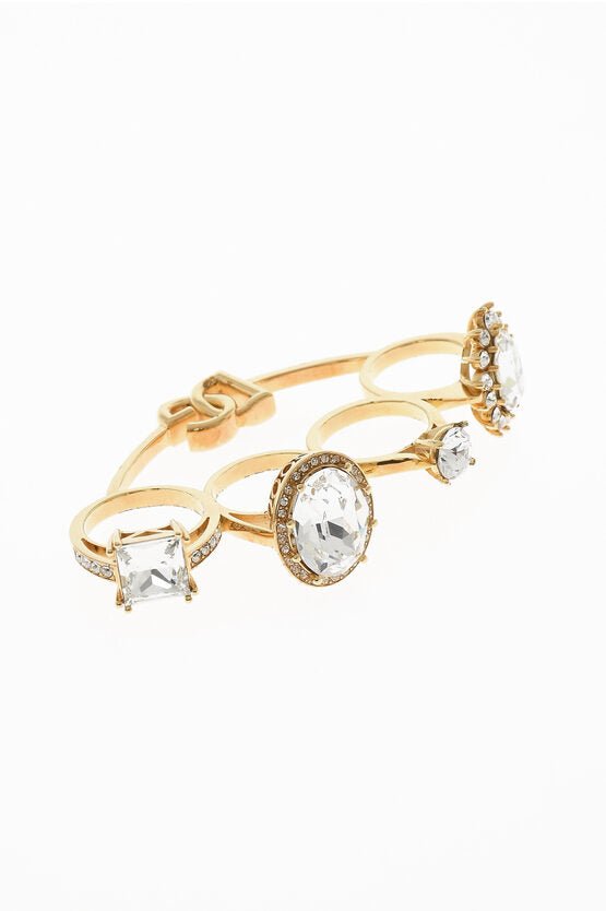 Rings - Dolce & Gabbana Golde - Effect Rings with Jewels - 8058990292525 - Ask Me Wear