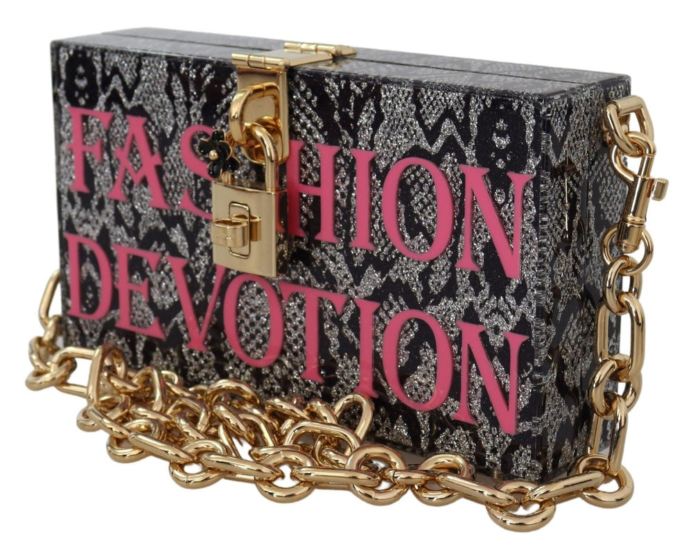  - Dolce & Gabbana Gray Resin Dolce Box Clutch with Gold Details - VAS12478 - Ask Me Wear