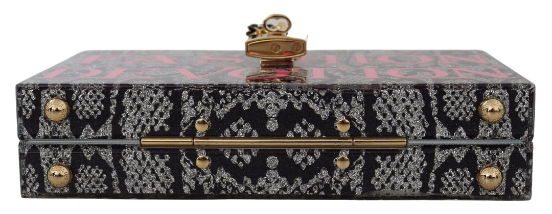  - Dolce & Gabbana Gray Resin Dolce Box Clutch with Gold Details - VAS12478 - Ask Me Wear