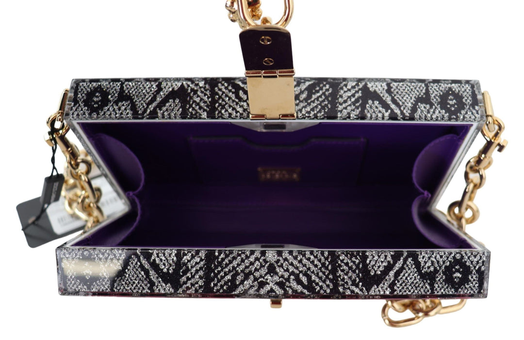  - Dolce & Gabbana Gray Resin Dolce Box Clutch with Gold Details - VAS12478 - Ask Me Wear